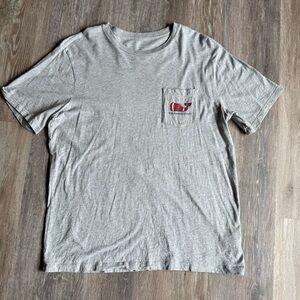 Vineyard Vines Gray Tee with Football Whale Logo